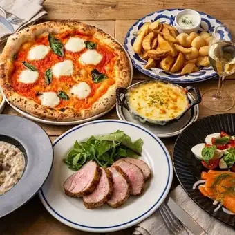 ~豚のポアレをメインにピザやリゾットも食べられる~【プレミアムコース5000円】
