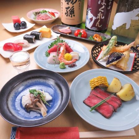 お刺身盛り・天ぷら・魚の焼き物等、その時々の食材でご用意♪