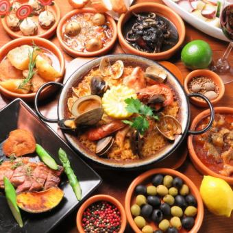 [8 dishes with all-you-can-drink course 6,600 yen] Appetizers, ajillo, paella, fish, meat dishes, desserts, etc.