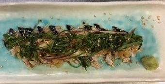 炙り〆ニシン青じそガリのせ