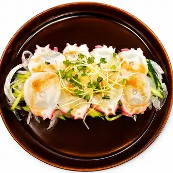 北海タコのカルパッチョ山わさびネギポン酢