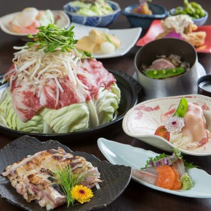 [Fukuichi Course] A wide variety of recommended dishes, including volcanic grilled beef and chicken nanban! 12 dishes in total, 5,380 yen (tax included)