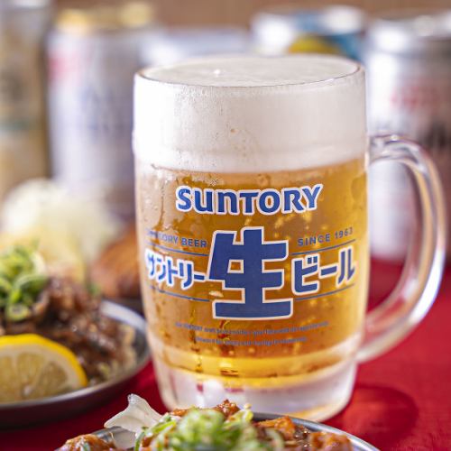 キンキンに冷えたグラスに生ビール！駆け付け一杯に◎