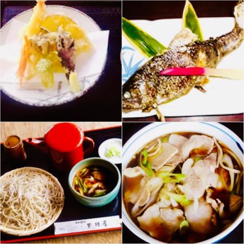 お蕎麦～お魚料理・山菜料理まで品揃え◎幅広い客層の方にお楽しみ頂けます。人気鴨汁蕎麦1,250円（税込）