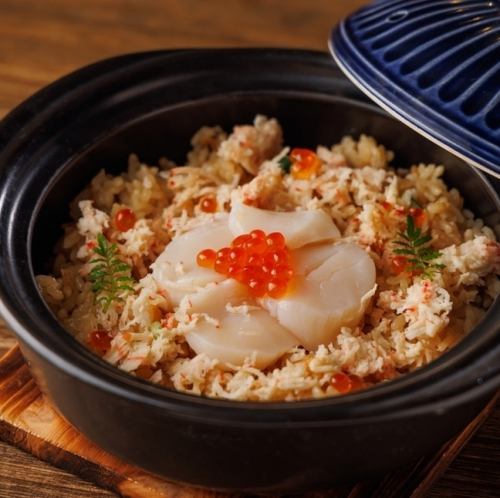 帆立とカニ土鍋