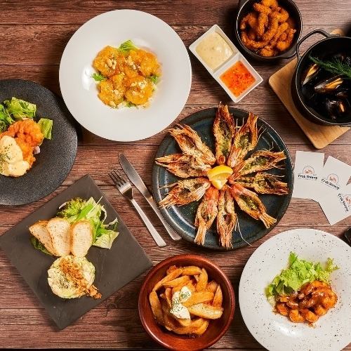 클럽 슈림프 모든 명물이 들어간 「올스타 코스」! 태양의 새우나 생굴 게 요리 등 전 8품 6,000엔