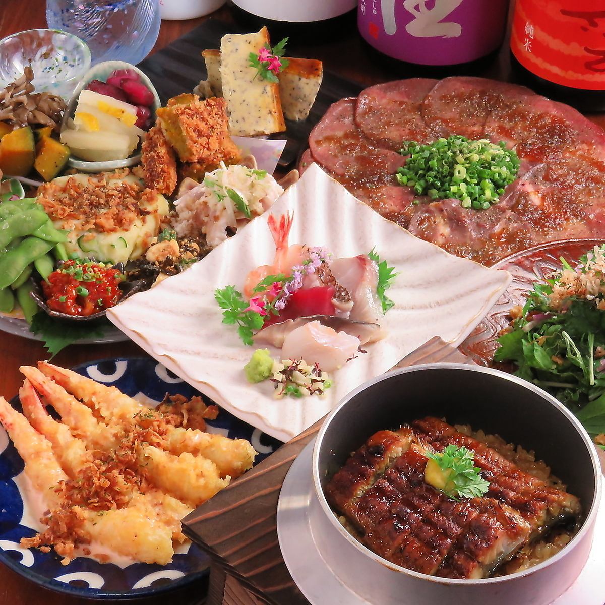 2時間飲み放題付き！本マグロ入り刺身盛り合わせや釜飯など全7品