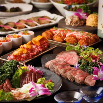 [3 hours all-you-can-drink] Wagyu steak x freshly caught fish "Tokujo" or charcoal grilled yakitori with a choice of side dish "Kiwami" 5890 yen ⇒ 5000 yen
