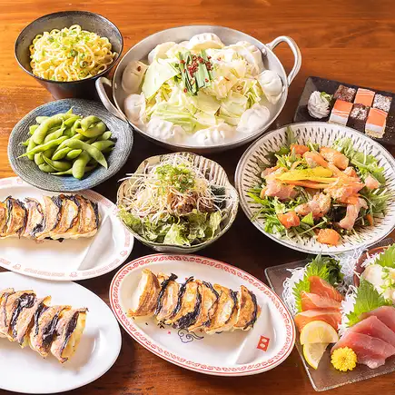 生ビール付き時間無制限飲み放題☆個室確約☆【餃子食べ比べコース全10品】※金土日祝前日3時間