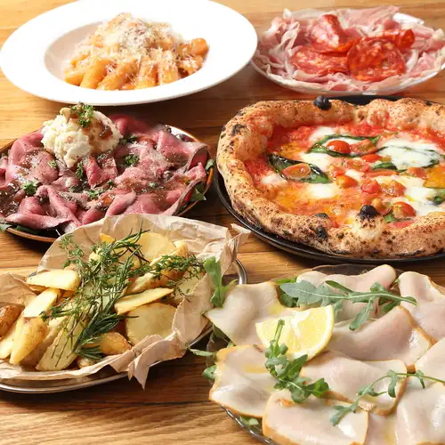 スタンダード・飲み放題付きパーティープラン(前菜4品・薪窯ピッツァ・パスタ)