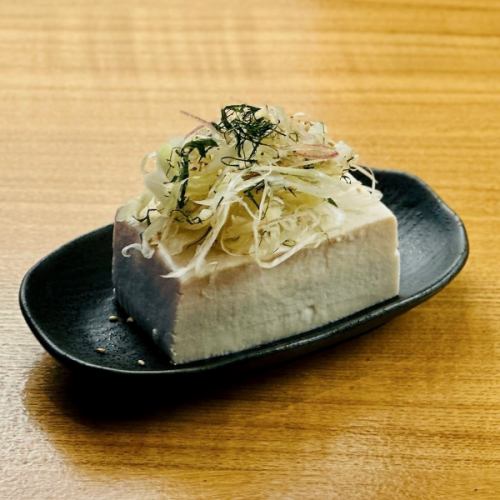 Unusual cold tofu with gari flavored vegetables