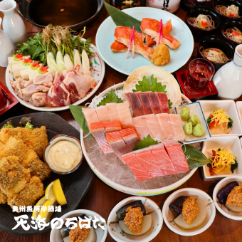 11/15～【リッチコース】刺身盛、金目鯛焼、せり鍋コース7000円→6000円150分飲み放題日本酒8種