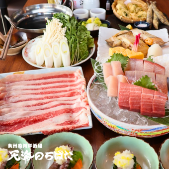 3月1日起：【高级套餐】包含刺身、炉端烧和国产牛肉的宴席套餐，原价6000日元→现价5000日元，含5种清酒