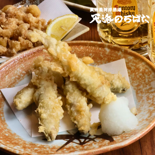 Tempura of young sweetfish