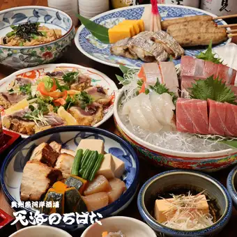 9/1～【リッチコース】豪快刺盛、タチウオ焼、カツオレアカツ,コース7000円→6000円日本酒８種付