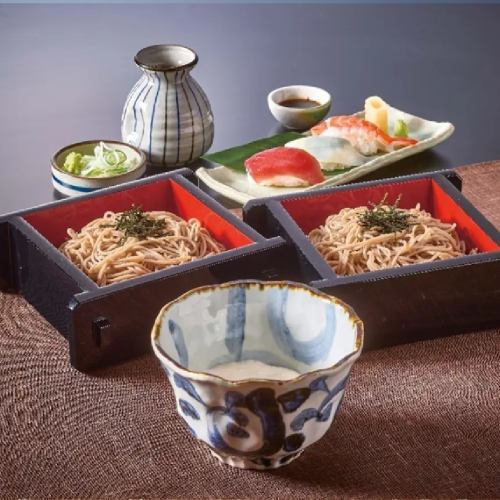 とろろ汁ざるそばと寿司セット