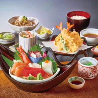 お刺身天ぷら定食 お得な茶碗蒸し付