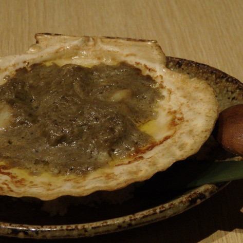 ホタテ貝カニ味噌焼き