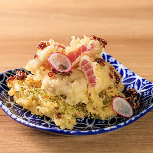 刺身金枪鱼和白洋葱天妇罗