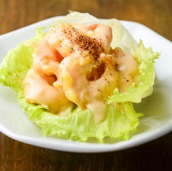 Juicy shrimp with mayonnaise