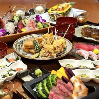 【生ビール＆泡盛もOK◎3時間飲み放題付】『豪華堪能プラン』県産和牛・アグー豚等全10品6,500円