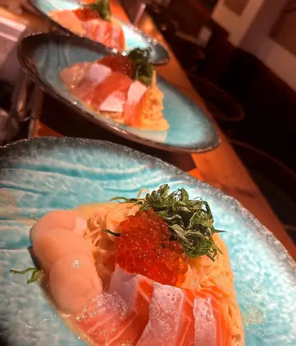 Salmon and salmon roe cold mentaiko pasta