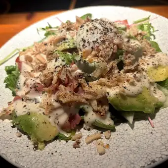 Avocado and bacon Caesar salad