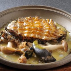 活アワビのバター焼き