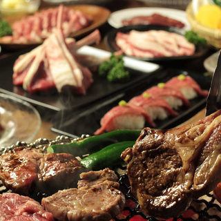 ☆New standard☆ [B. Luxury Suffolk course] Raw lamb charcoal BBQ and a variety of lamb dishes! 6,000 yen (tax included)