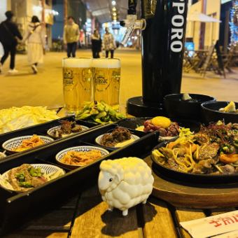 SAPPOROクラシック生ビールタワー付90分飲み放題!!【D.テラス席限定ビアガコース】4,000円(税込)