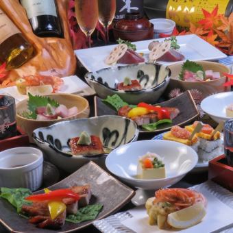 9月～11月限定■秋の夕凪コース■赤エビ素揚げ、刺身4種盛等  6500円⇒5500円【飲み放題120分】