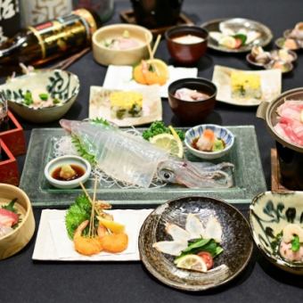 3月～5月限定■春の漁火コース■イカ活造り、飲み放題120分付7200円 ⇒ 6200円