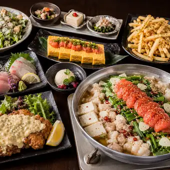 【３H飲放】博多明太牛もつ鍋×直送鮮魚三種盛りや宮崎名物チキン南蛮『焔』全9品5280円⇒4480円