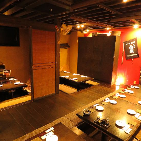 下沉式被炉榻榻米房间可举办最多30人的宴会！提供以日本料理为中心的课程。