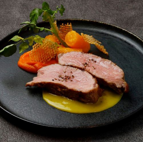 Roasted veal with green mustard sauce