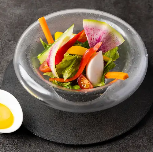 Colorful seasonal vegetable bagna cauda