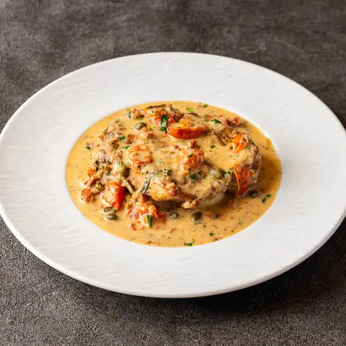 Chicken thigh fricassee
