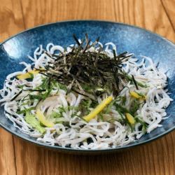 Salad with boiled whitebait and daikon radish