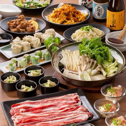 【含生啤！2小时畅饮】<国产牛肉寿喜烧>豪华套餐（10道菜）5,000日元（含税）