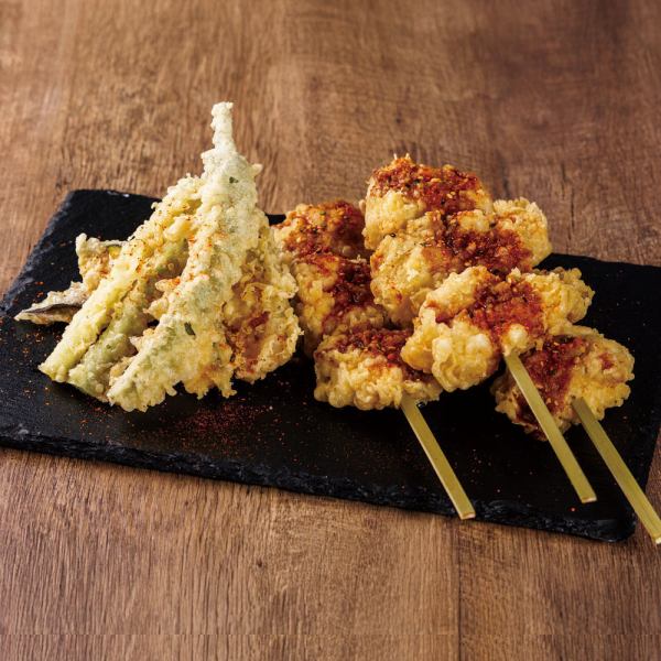 とり天串&野菜天盛り