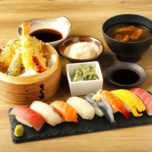 握り寿司と天ぷら定食