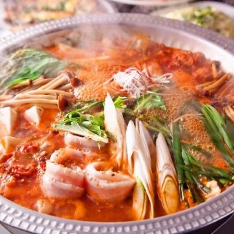 チゲ・もつ鍋等全6種から選べる!人気定番コース 飲み放題100分付 全6品コース 4000円(税込)