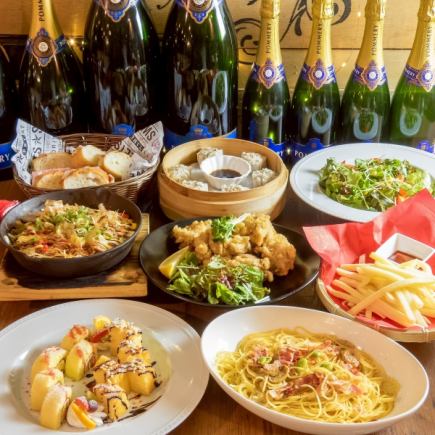 僅限週一至週五:8道菜套餐(含甜點)+ 120分鐘無限暢飲 = 3,500日圓(含稅)