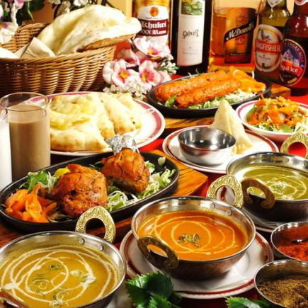 【3時間飲み放題付】◎炭火窯焼きタンドリーBBQ盛り合わせやチーズナン35種類以上食べ飲み放題