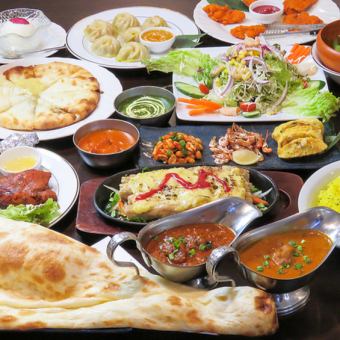 【★インドの王道料理がズラリ★】生ビールもOK ２H飲み放題＆ナン食べ放題キッチンキングコース