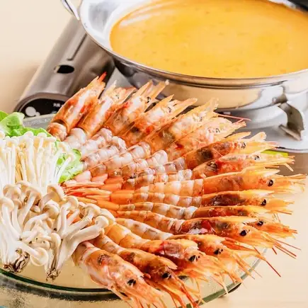 [3-hour all-you-can-drink included] All-you-can-eat shrimp shabu-shabu ◎ 7-course luxury meal [¥6500 → ¥5500]