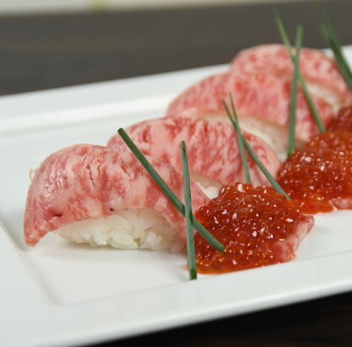 3 pieces of Japanese black beef sushi