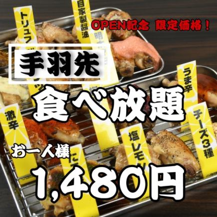 【１日３組限定！】名物手羽先１２種食べ放題が3,500円→1480円※+1000円で飲放利用可