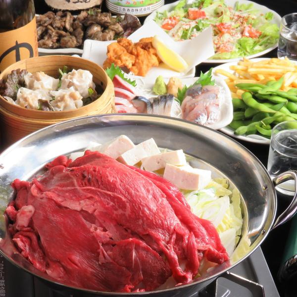 [早餐宴会]日本牛肉寿喜烧当然，所有7个项目4000日元（含税）※3小时包括所有你可以喝♪