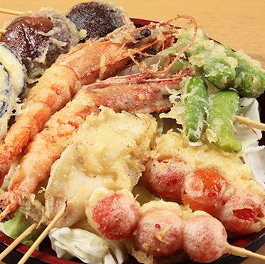【当店人気No.1メニュー】巨大海老天含む6種串天ぷら盛合わせ2名様セット